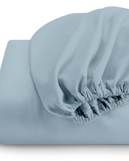Cotton Home Fitted Sheet 1Pc Super Soft Metallic Blue