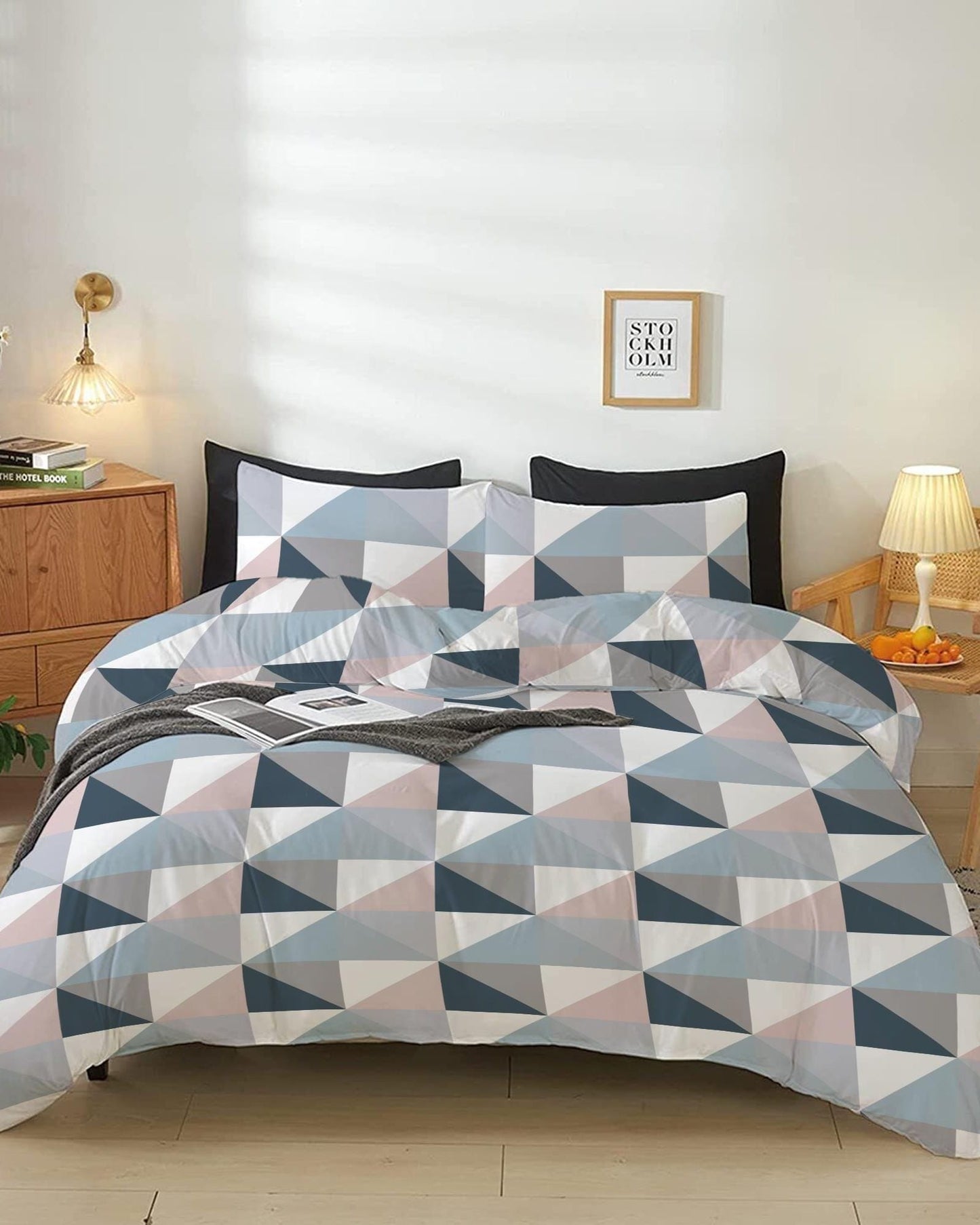 Cotton Home Comforter Set 4Pc Geometric Symmetry