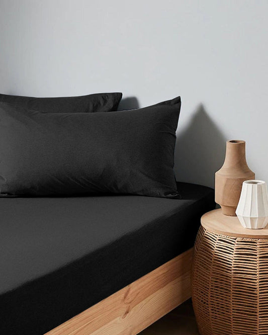 Cotton Home Duvet Cover Set 3Pc Jersey Black