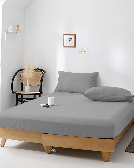 Cotton Home Jersey 3-piece Duvet Cover Set Grey