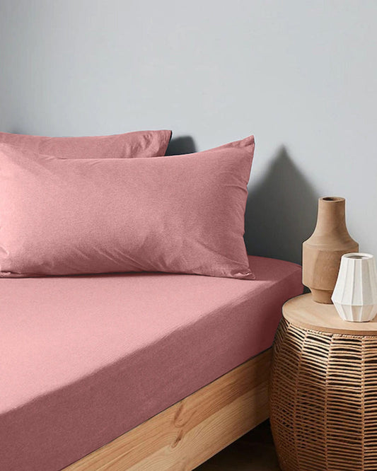 Cotton Home Duvet Cover Set 3Pc Jersey Pink