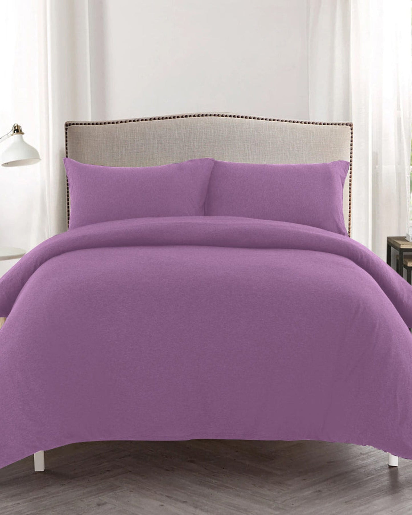 Cotton Home Duvet Cover Set 3Pc Jersey Purple