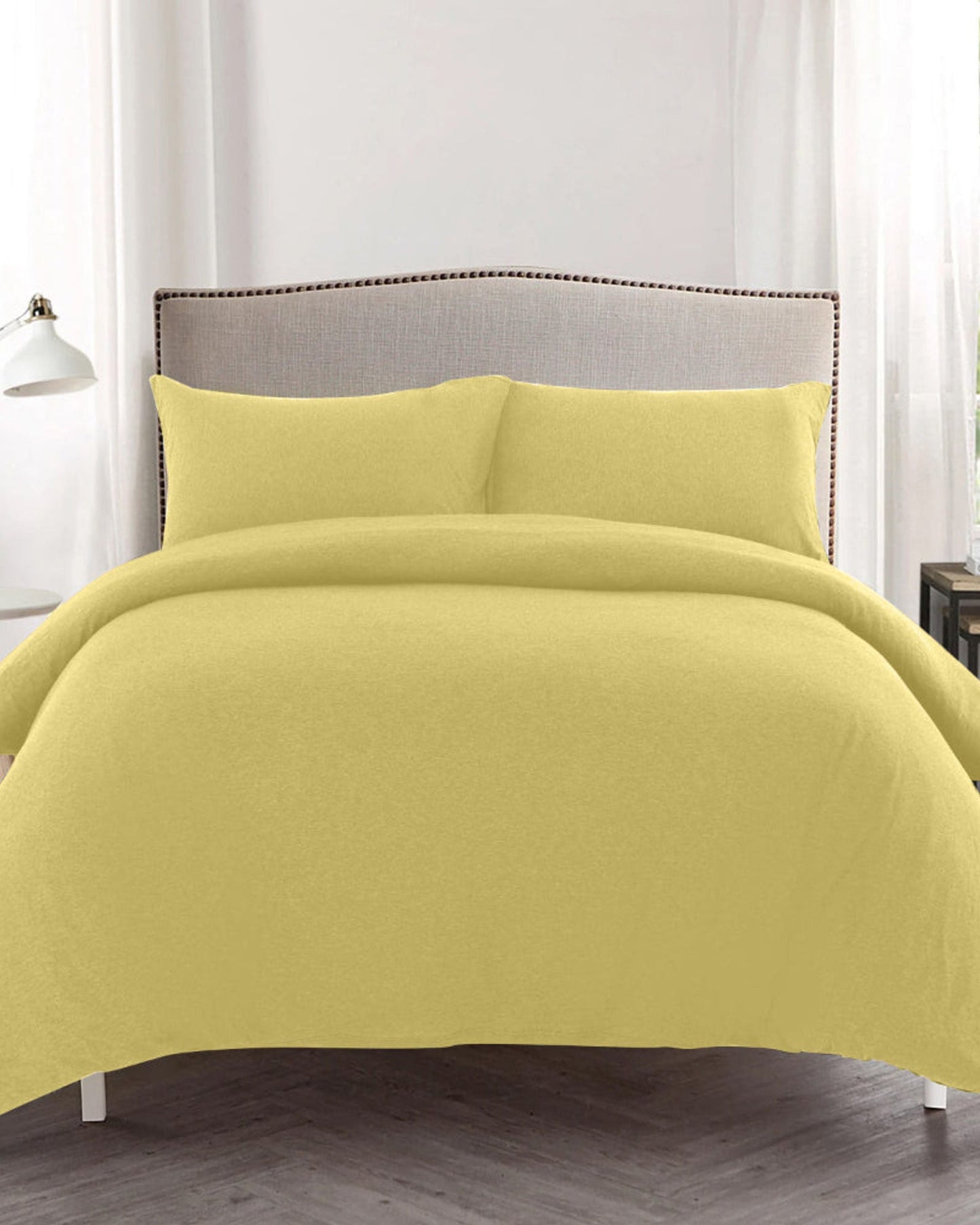 Cotton Home Duvet Cover Set 3Pc Jersey Yellow