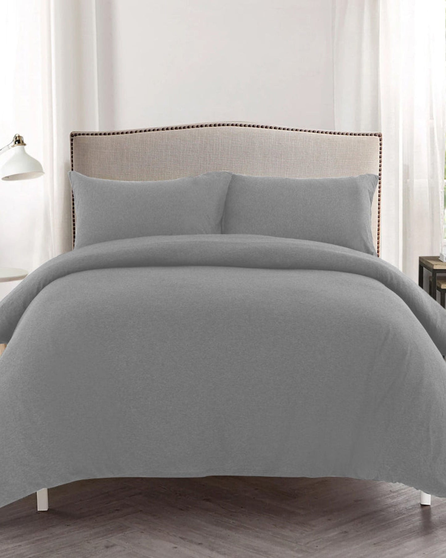 Cotton Home Duvet Cover Set 3Pc Jersey Grey