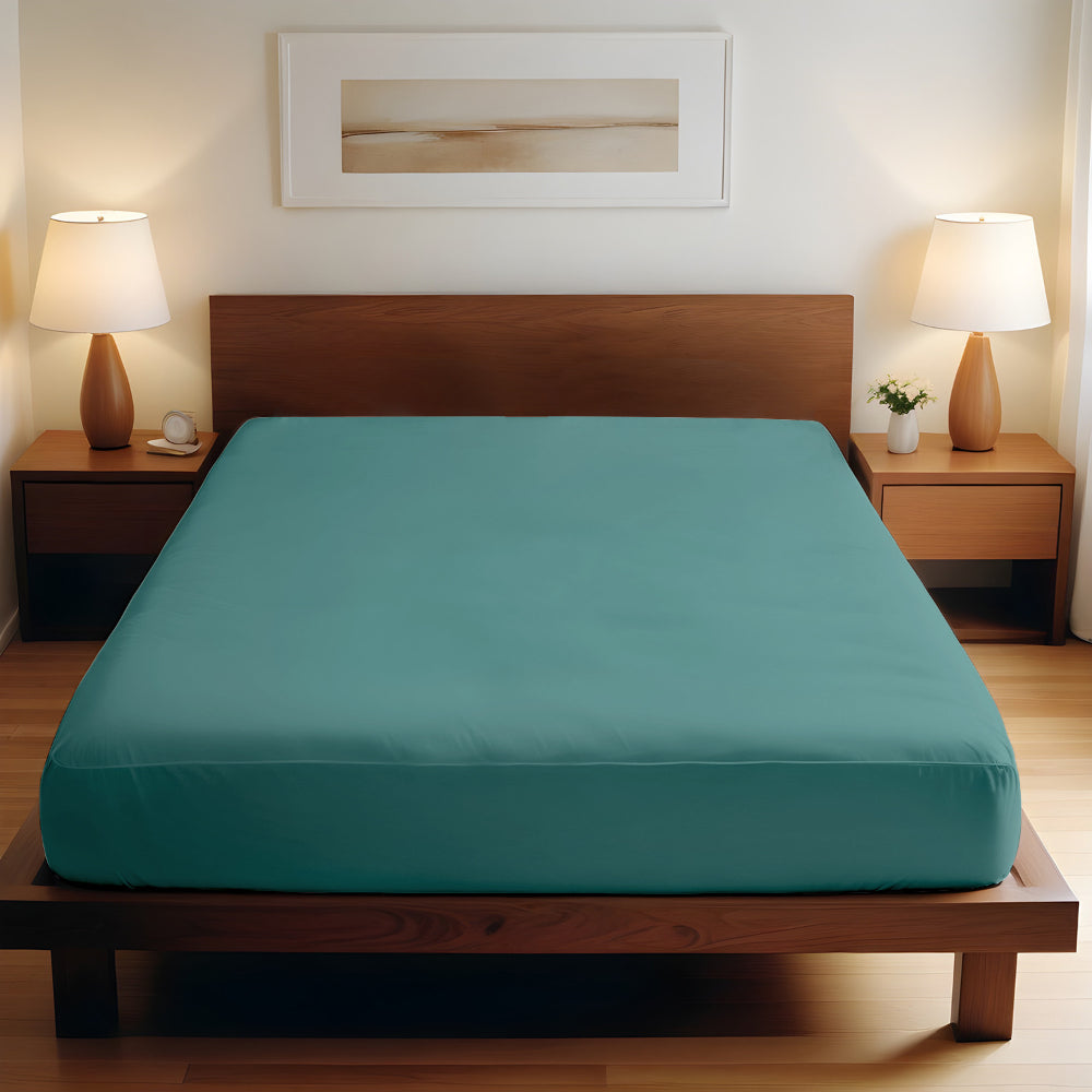 Cotton Home Fitted Sheet 1Pc Super Soft Teal