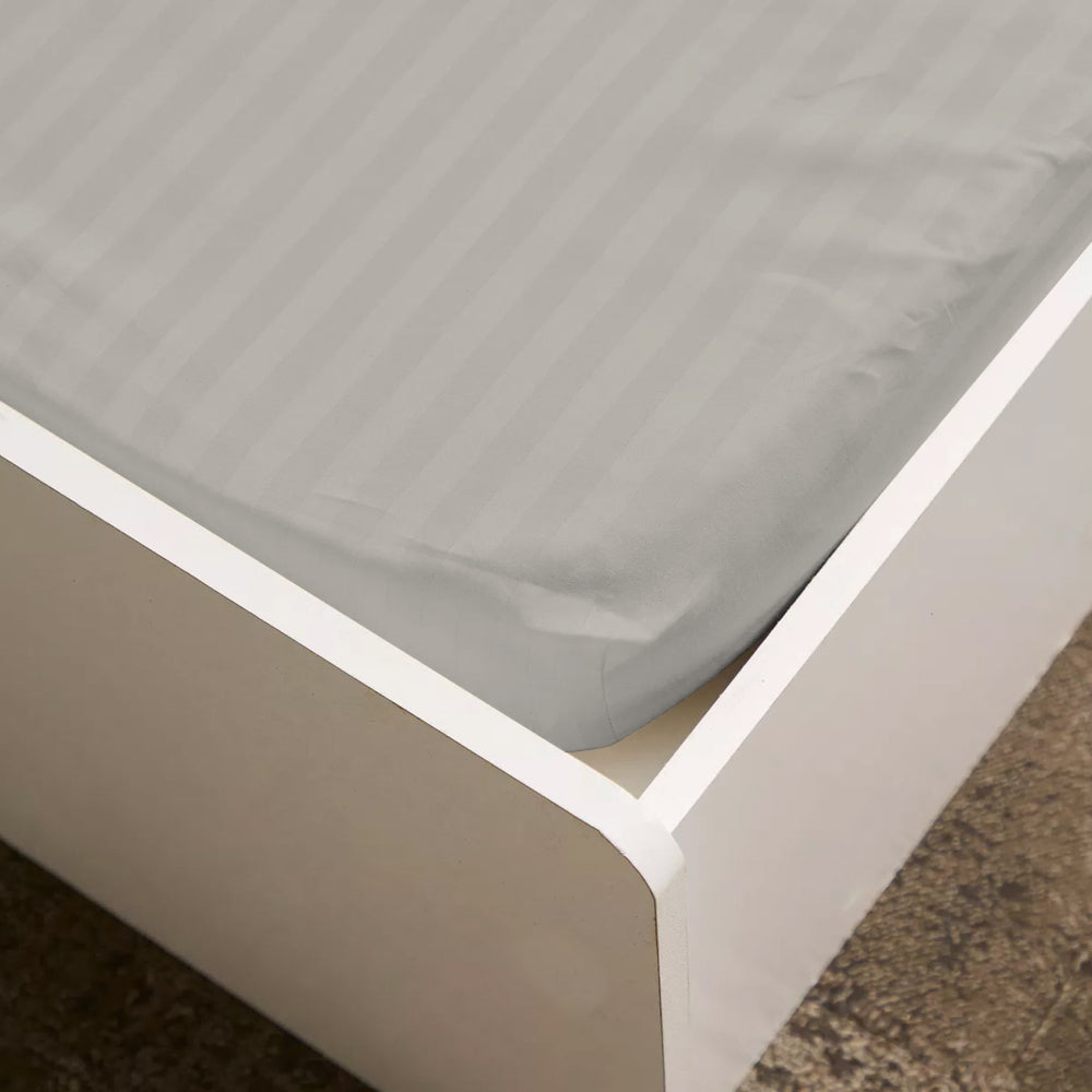 Cotton Home Fitted Sheet Set 3Pc Stripe Light Brown