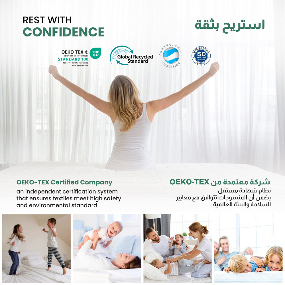 Cotton Home Mattress Topper Set 3Pc White/Grey Geometric