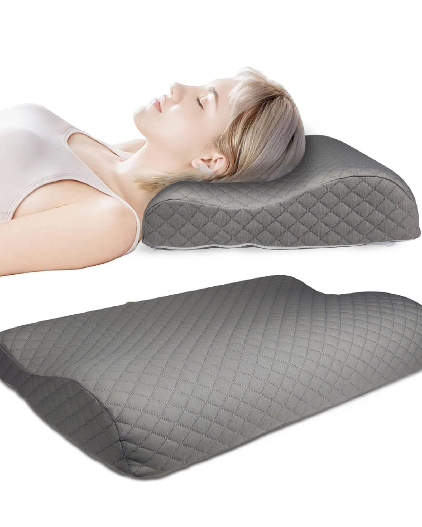 Cotton Home Smooth Memory Foam Pillow Anti-stress Fabric Grey