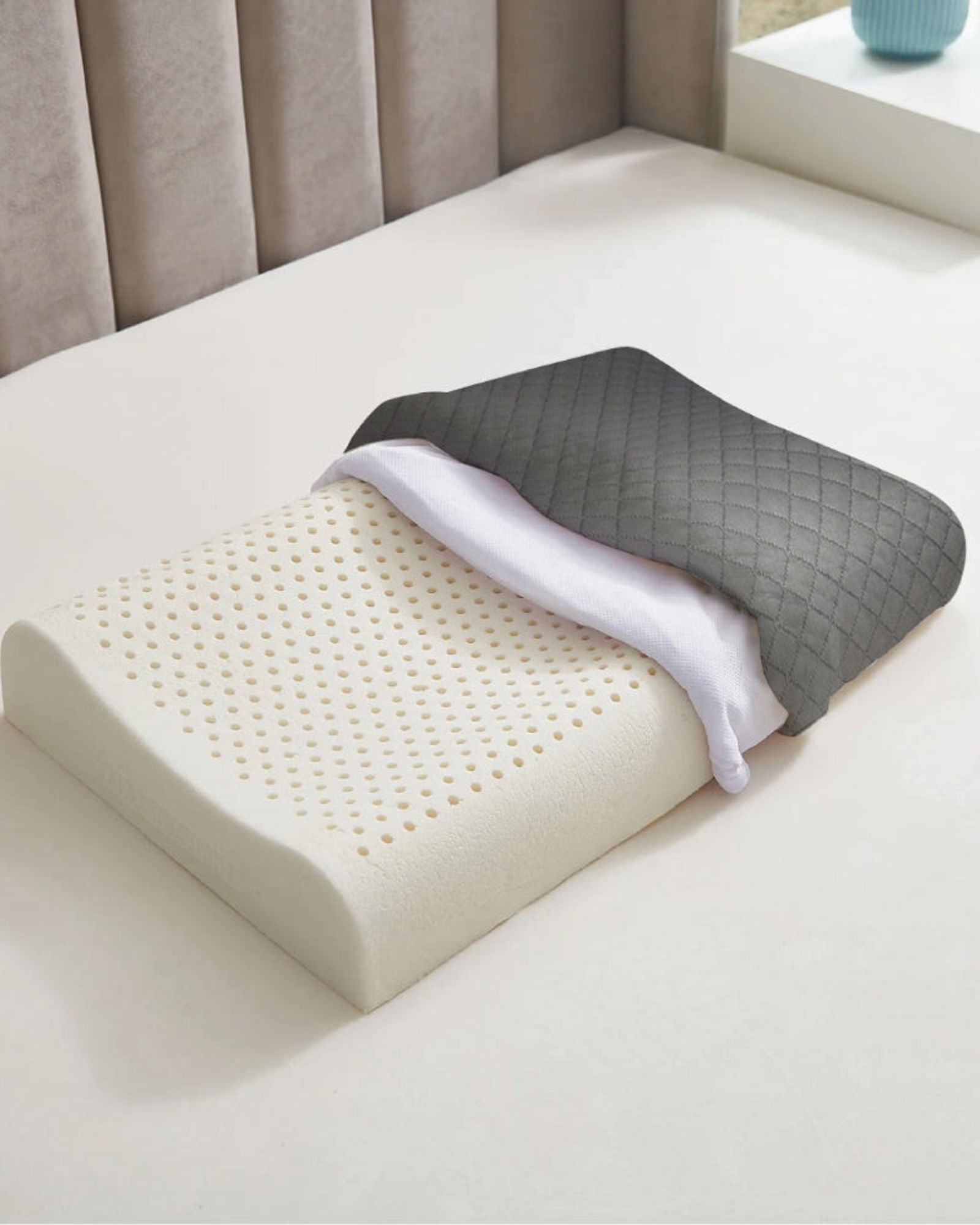 Cotton Home Smooth Memory Foam Pillow Anti-stress Fabric Grey