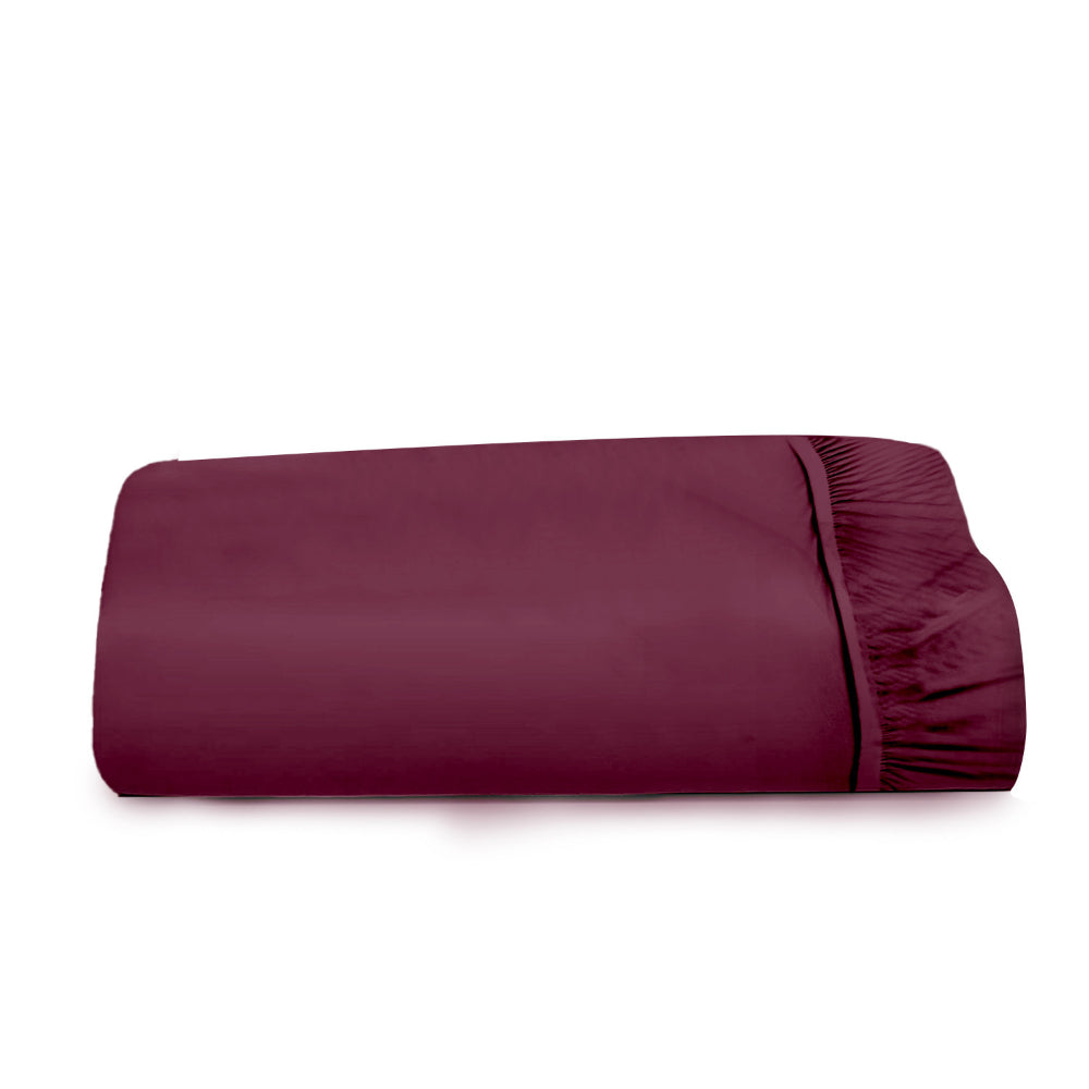 Cotton Home Fitted Sheet 1Pc Super Soft Burgundy