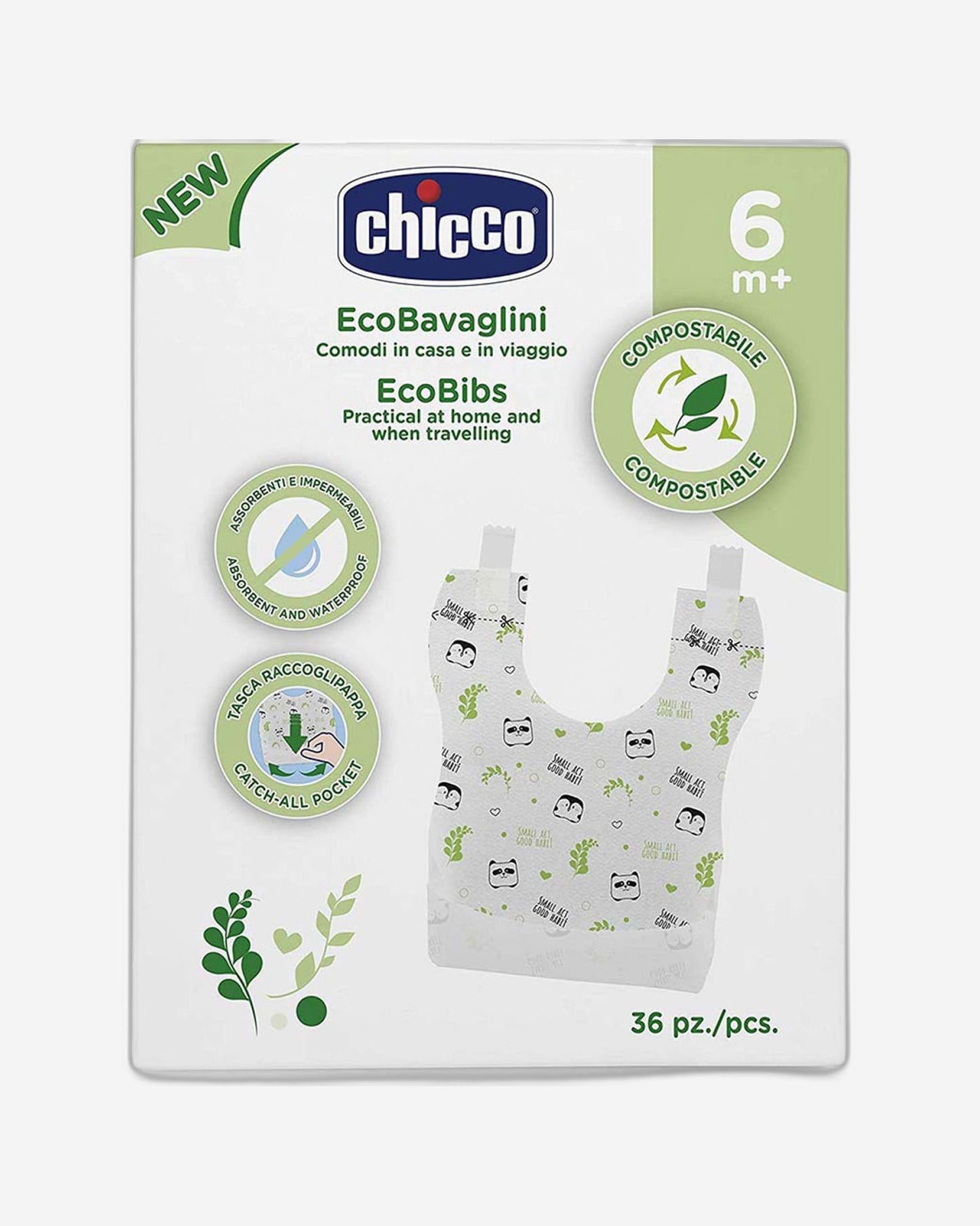 CHICCO DISPOSABLE ECOBIBS 36PCS 6M+
