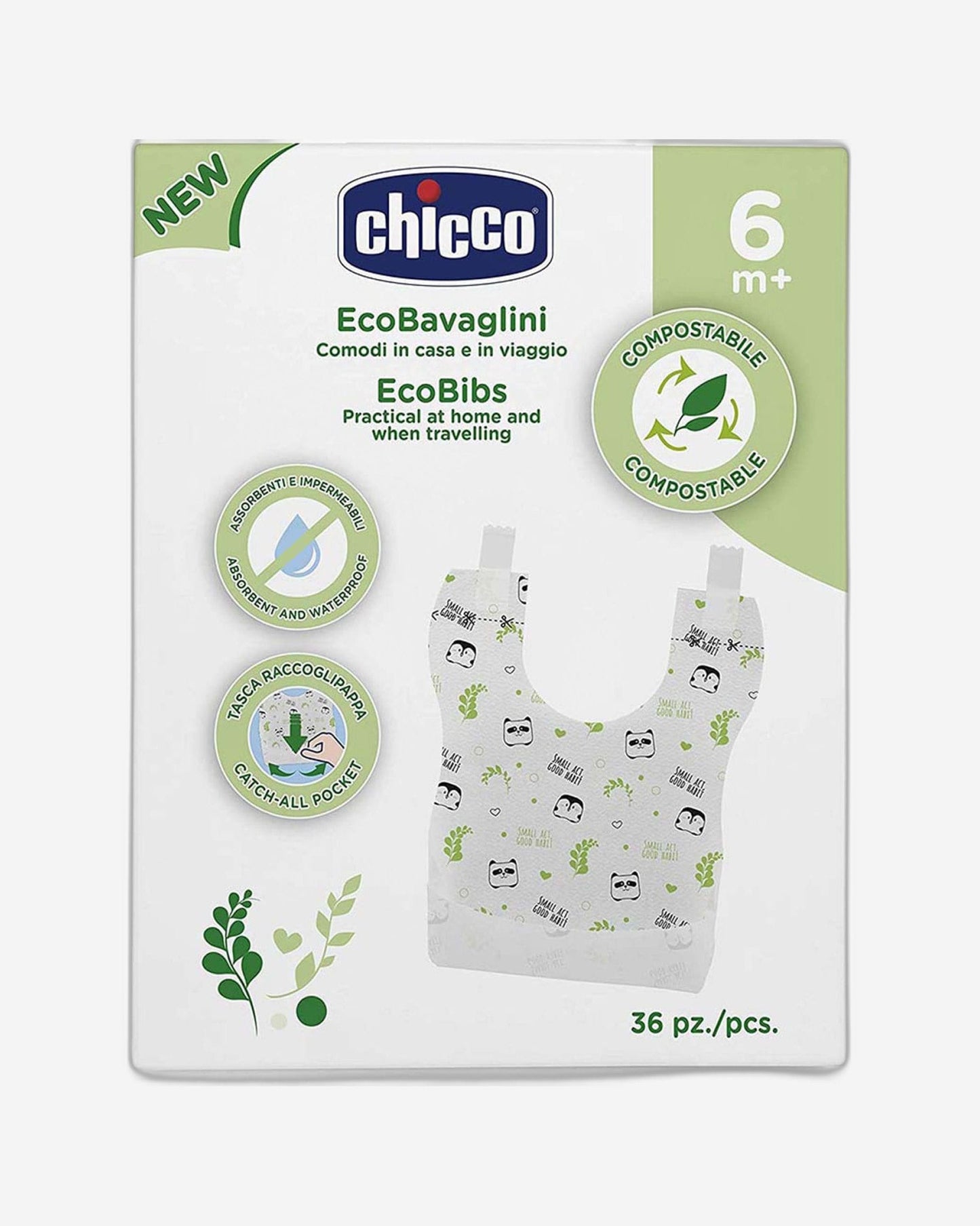 CHICCO DISPOSABLE ECOBIBS 36PCS 6M+