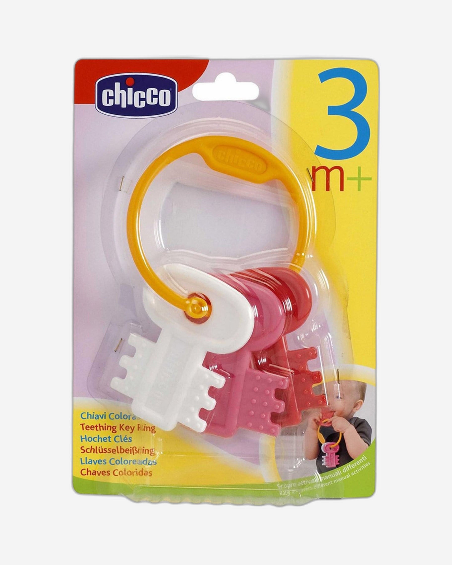 CHICCO TEETHING KEY RING PINK 3M+
