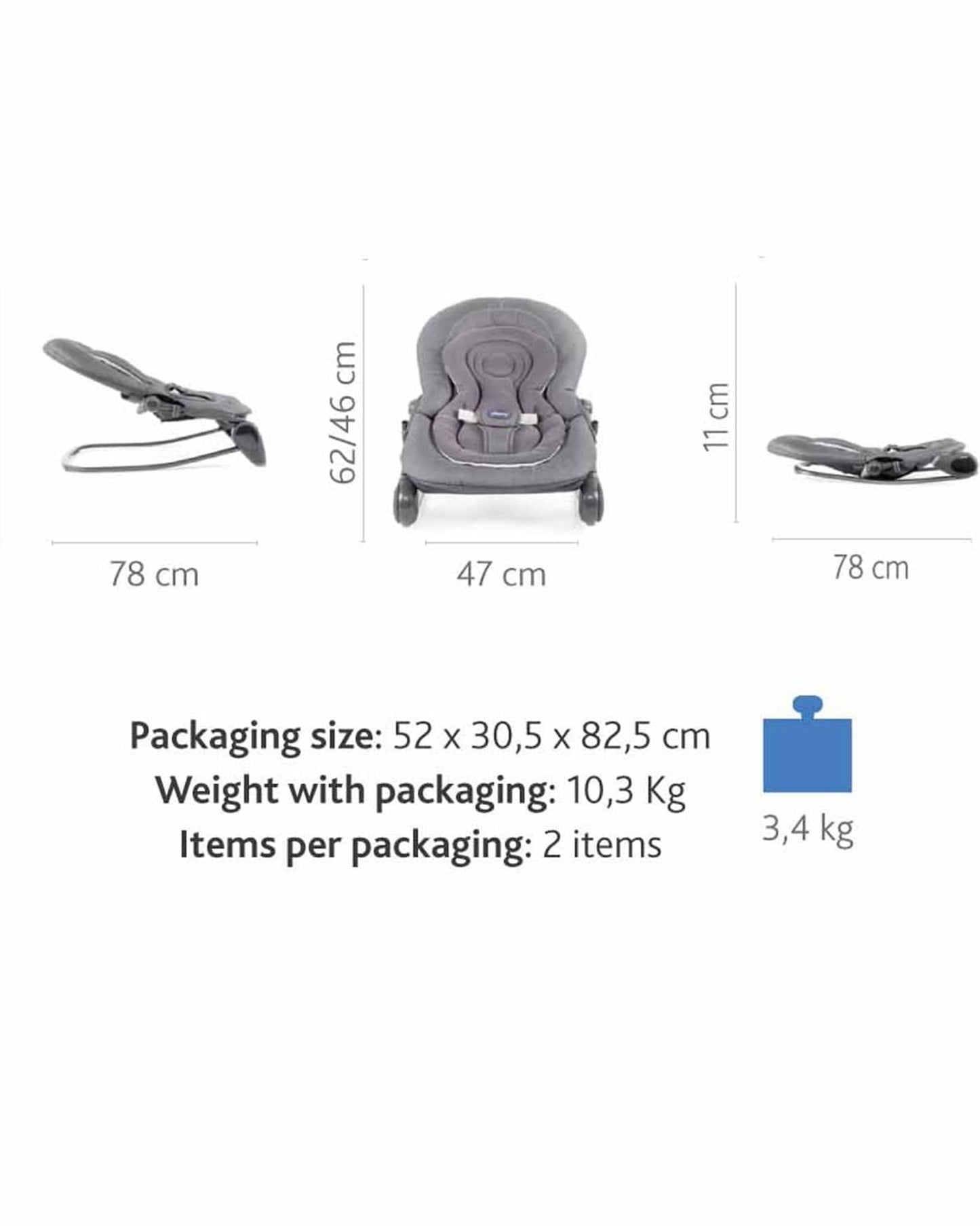 CHICCO HOOPLA BOUNCER MOON GREY