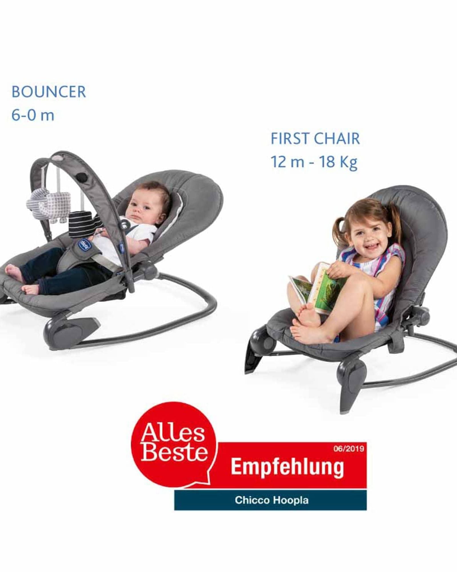 CHICCO HOOPLA BOUNCER MOON GREY