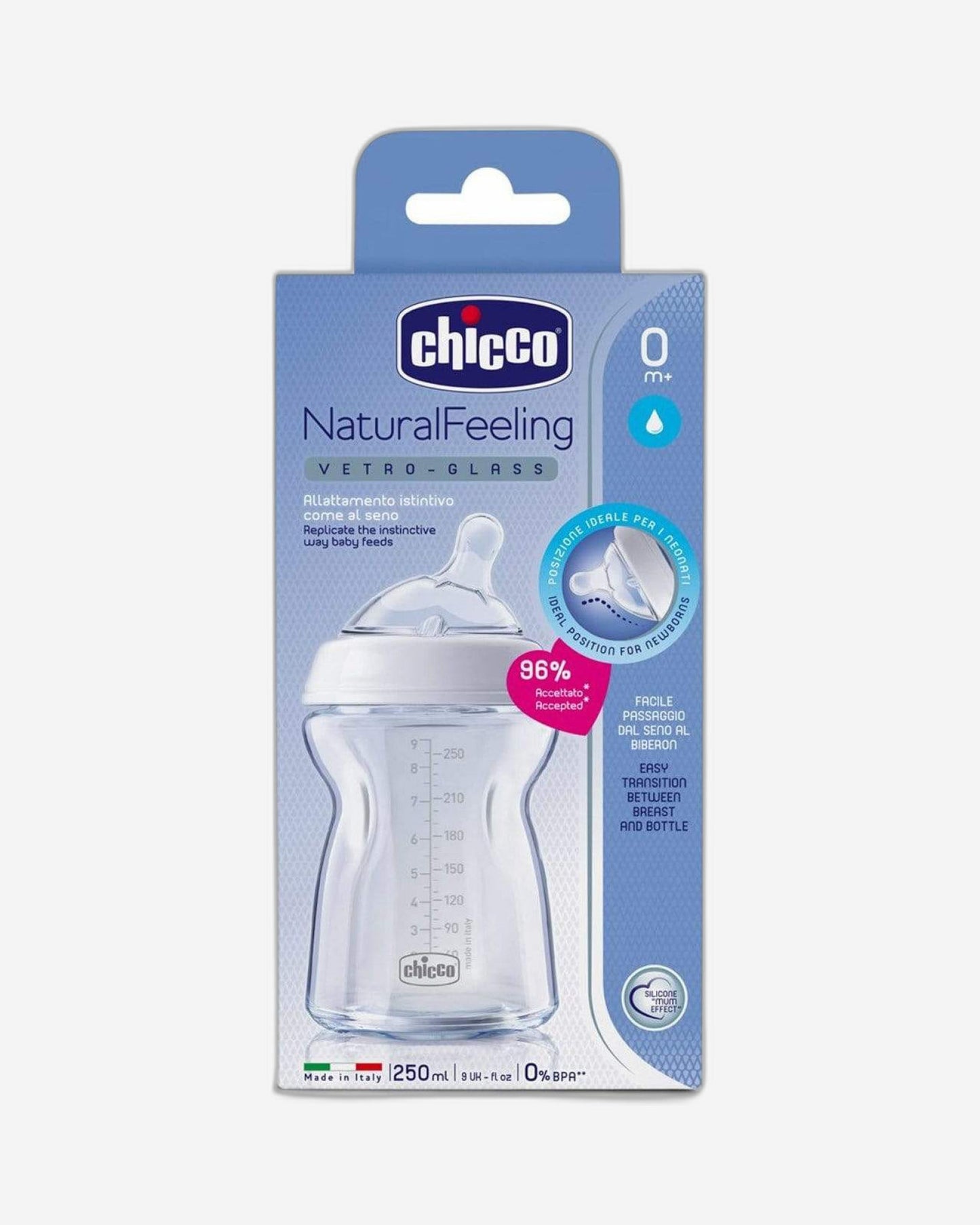 Chicco Natural Feeling Regular Flow Glass 250ml - CH80623-00