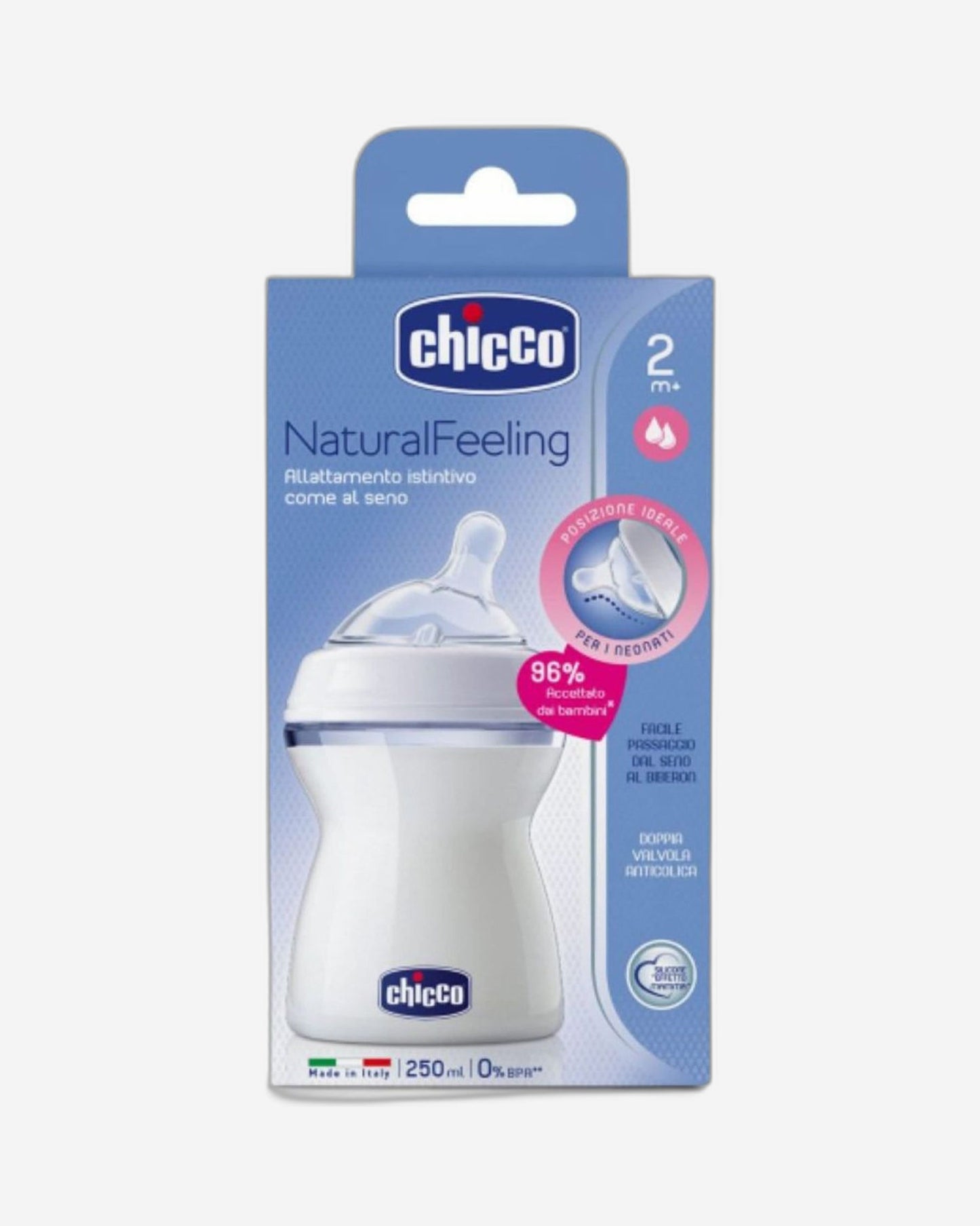 CHICCO NATURAL FEELING 2M+ 250ML MEDIUM FLOW