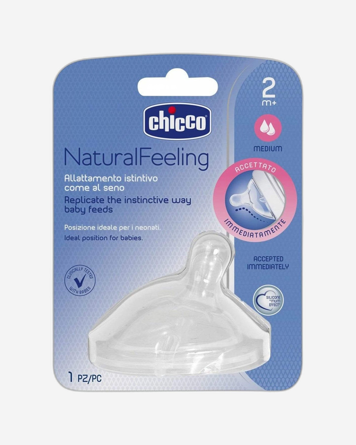 Chicco Natural Feeling Medium Flow Teat for 2 Months and Above Baby - CH81023