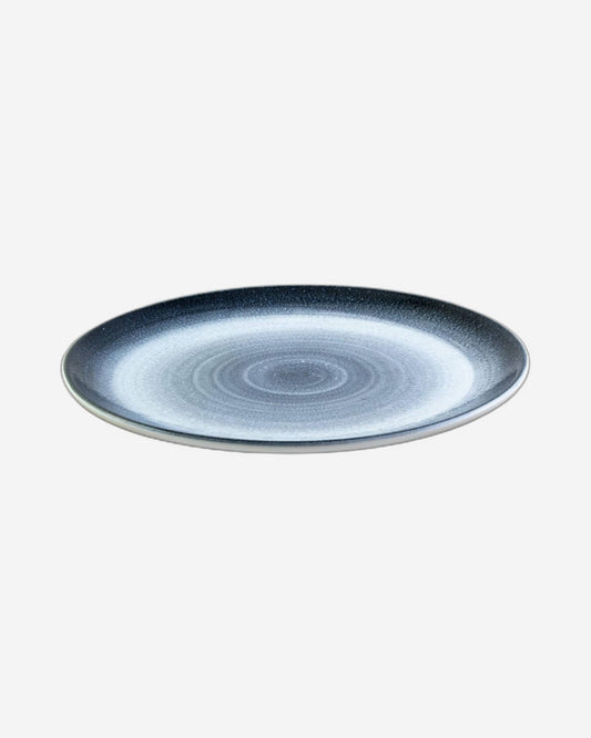 Bone China Shallow Reactive Scandi Dinner Plate 27Cm Blue, White/Blue