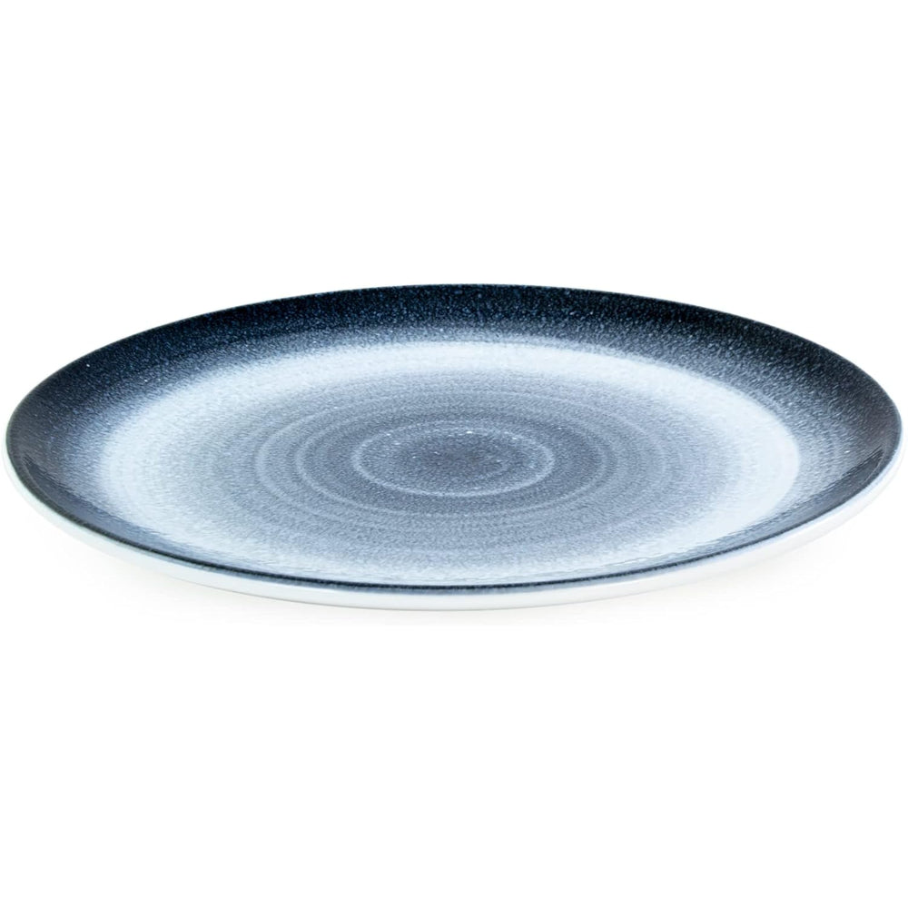 Bone China Shallow Reactive Scandi Dinner Plate 27Cm Blue, White/Blue