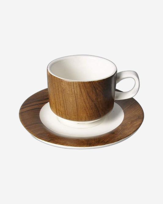 Shallow Tea Cup & Saucer Set of 4 - 220ml | Elegant Ceramic Tea Cups with Saucers for Tea, Coffee, and Beverages