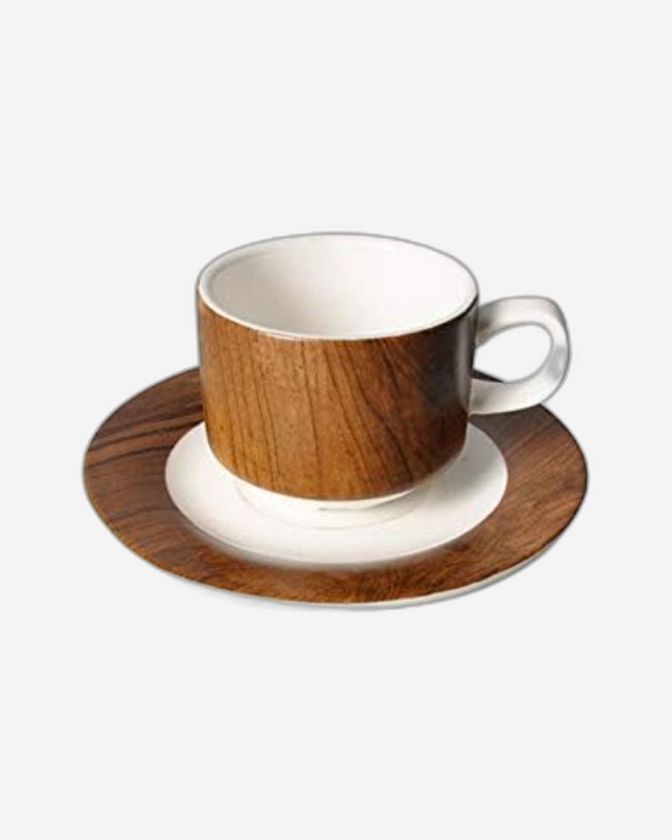 Shallow Tea Cup & Saucer Set of 4 - 220ml | Elegant Ceramic Tea Cups with Saucers for Tea, Coffee, and Beverages