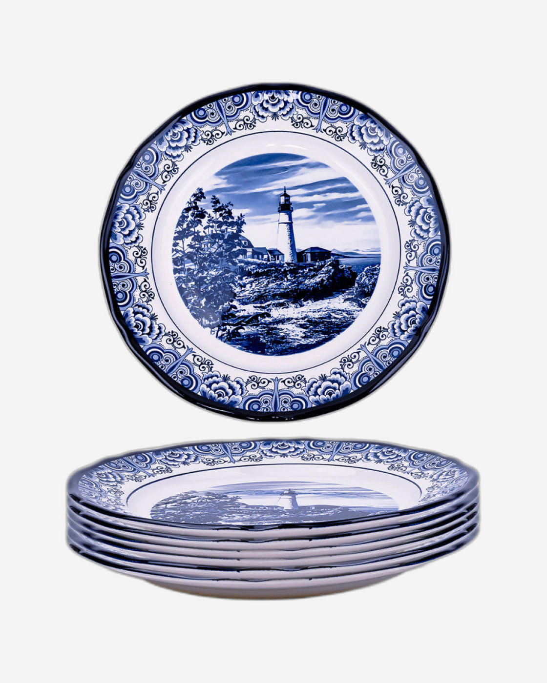 Claytan Lighthouse Blue 12-Inch Ceramic Chop Plate (Set of 1)