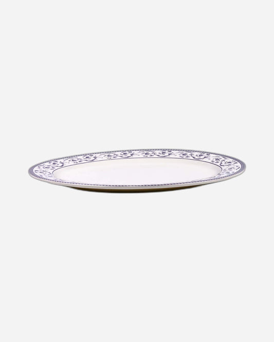 Claytan Callista 14.2 inch Hand-Glazed Ceramic Oval Platter (Purple & White Set Of 1)