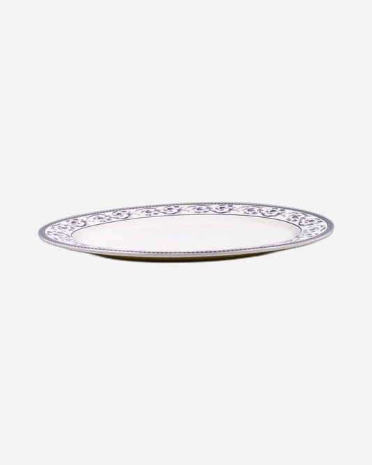 Claytan Callista 14.2 inch Hand-Glazed Ceramic Oval Platter (Purple & White Set Of 1)