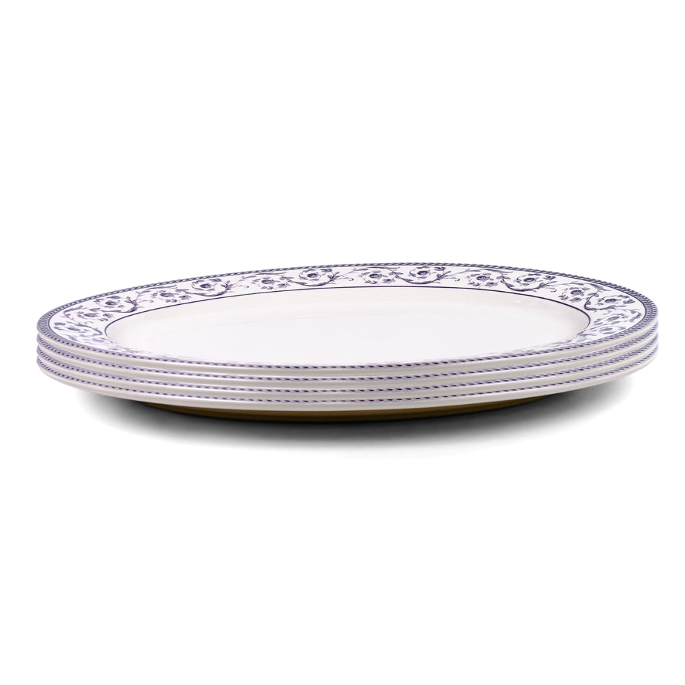 Claytan Callista 14.2 inch Hand-Glazed Ceramic Oval Platter (Purple & White Set Of 1)
