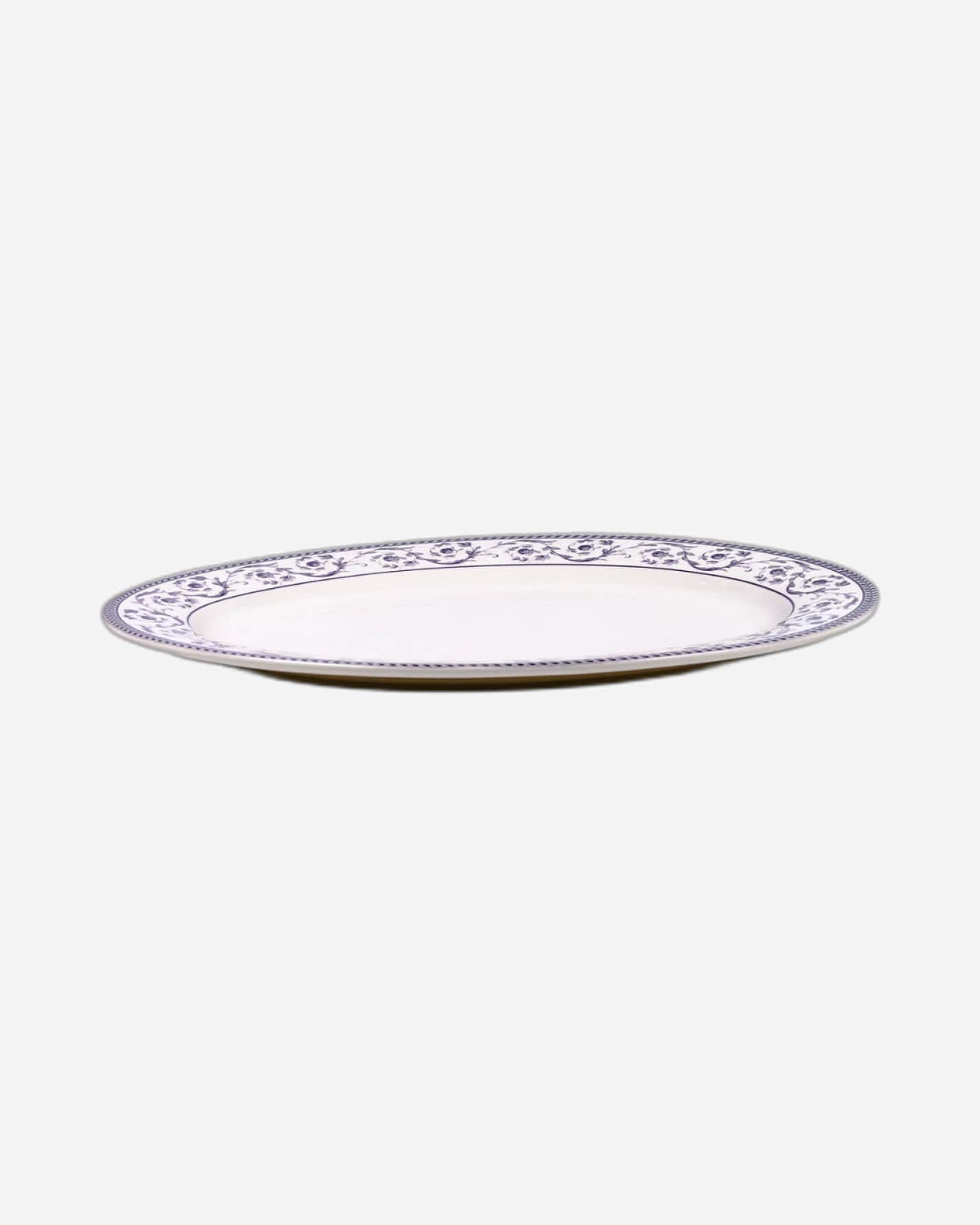 Claytan Callista 14.2 inch Hand-Glazed Ceramic Oval Platter (Purple & White Set Of 1)