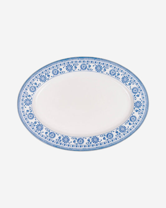 Claytan Plethora 14.2 inch Hand-Glazed Ceramic Oval Platter (Grey & White, Set Of 1)