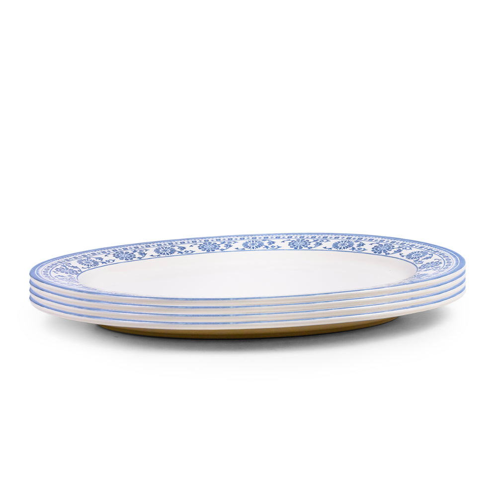 Claytan Plethora 14.2 inch Hand-Glazed Ceramic Oval Platter (Grey & White, Set Of 1)