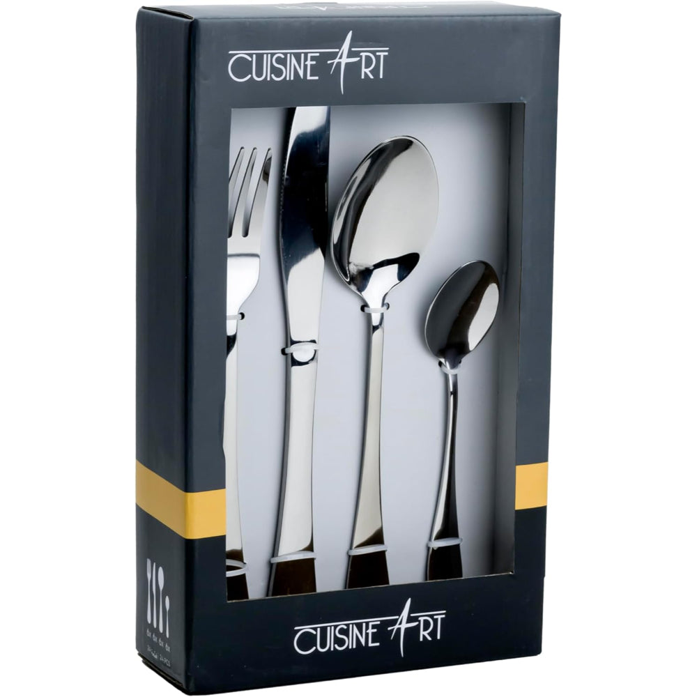 Cuisine Art Zoya 16-Piece Cutlery Set - Sleek Silver Stainless Steel Flatware