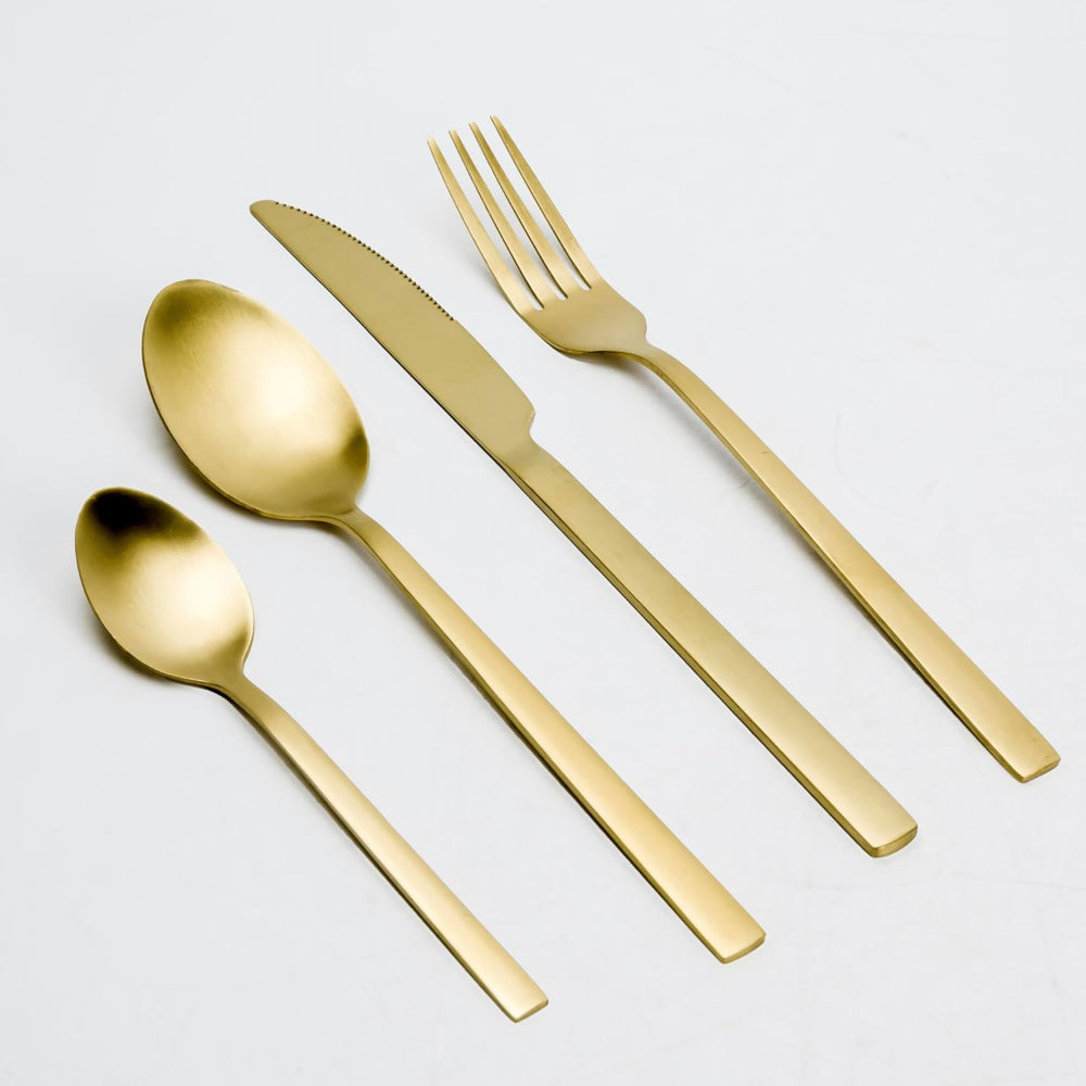 Cuisine Art Claire 16-Piece Cutlery Set - Elegant Gold Stainless Steel Flatware