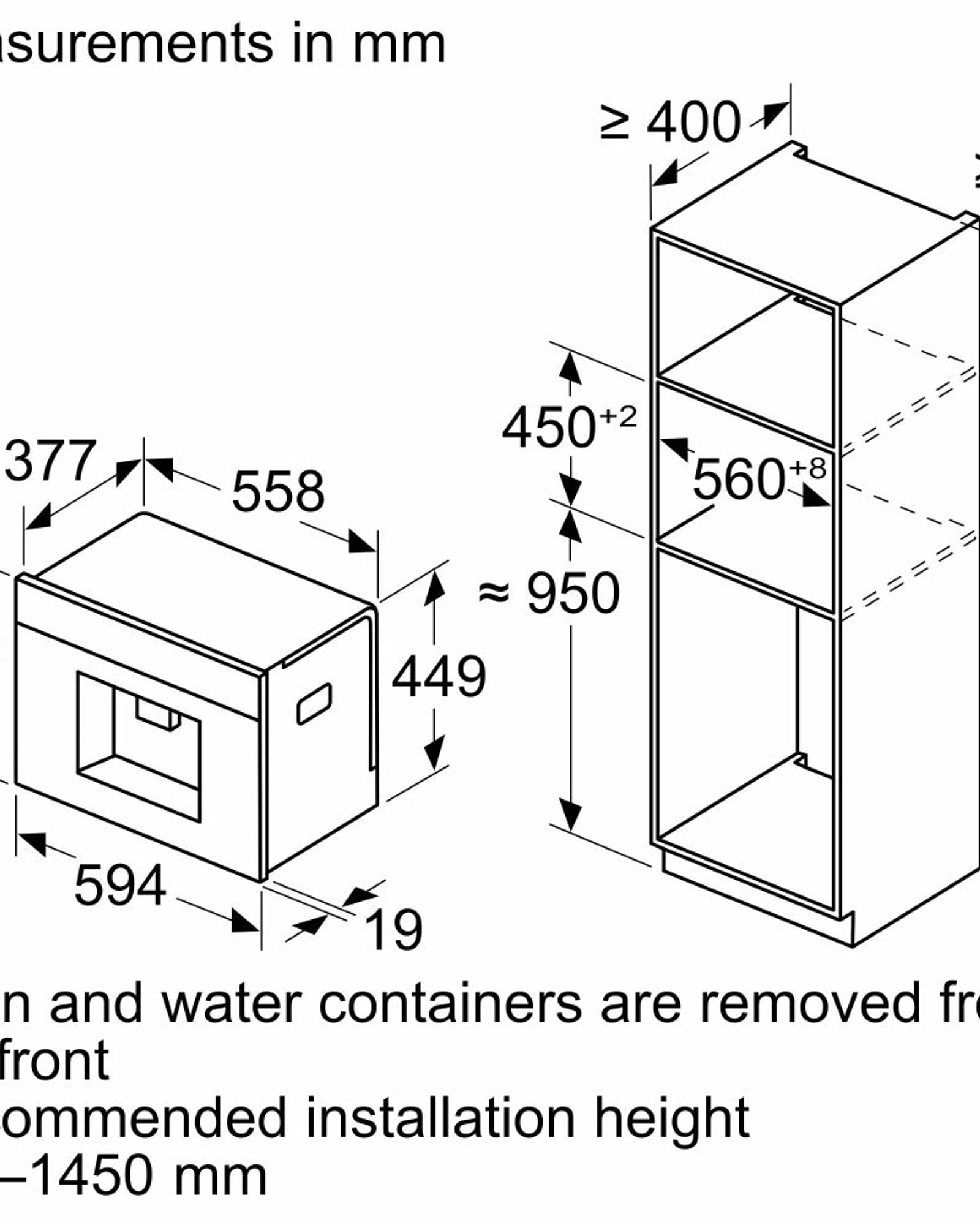 Bosch Series 8, Built-In Fully Automatic Coffee Machine, TFT Display, Black, CTL7181B0, 1 Year Manufacturer Warranty