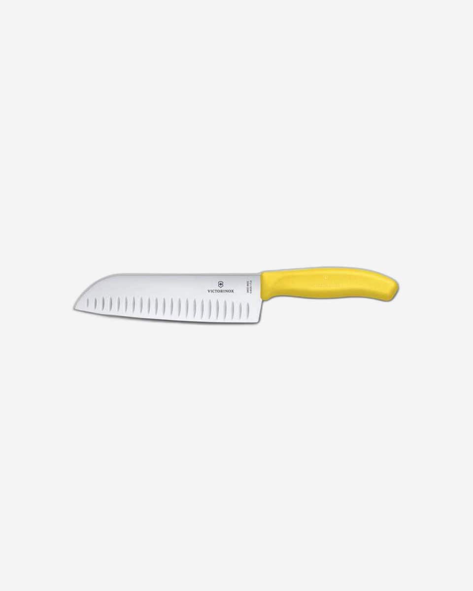 Victorinox Swiss Classic Santoku Knife 17cm Yellow Fluted