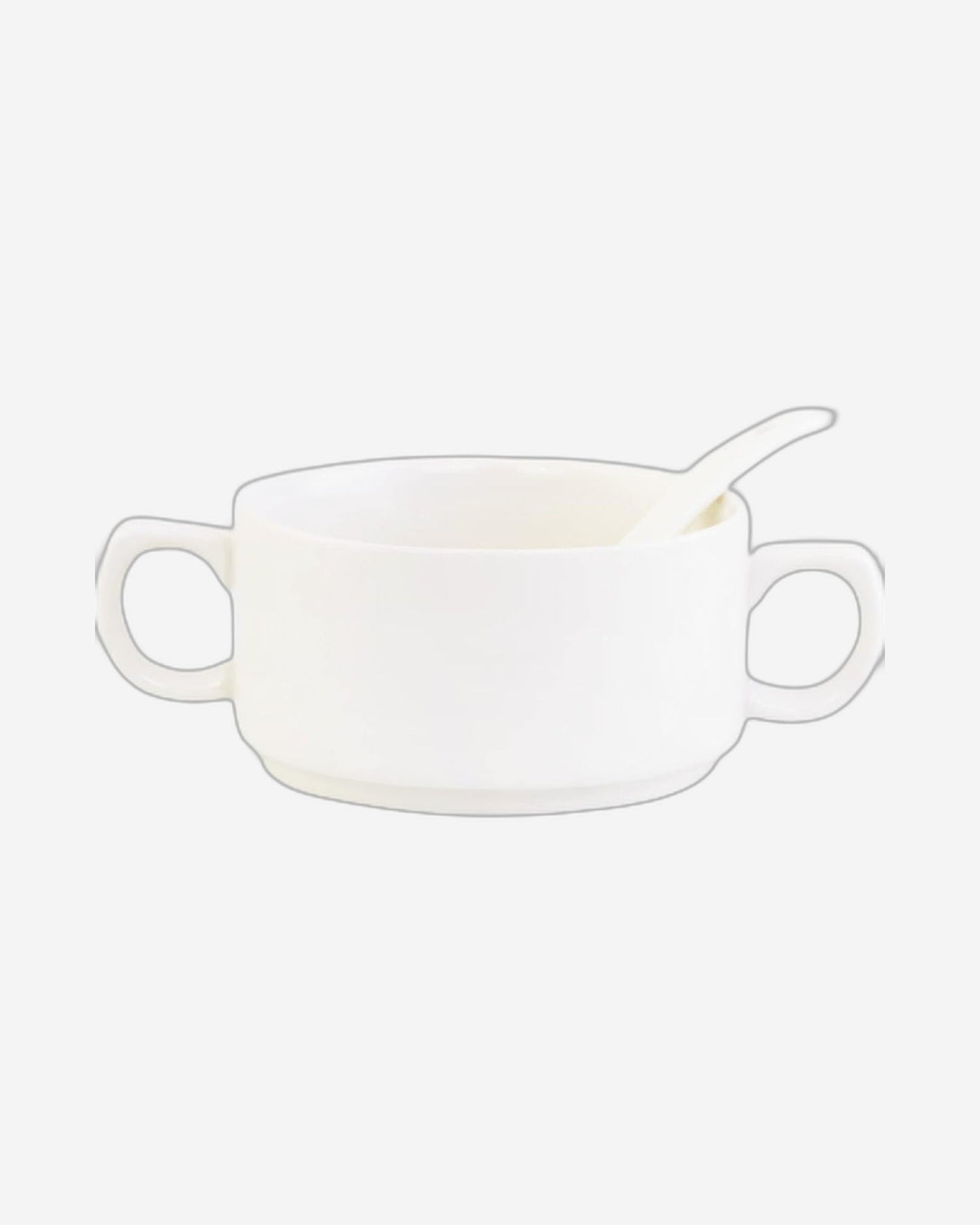 Shallow CX1526S White Soup Set with Golden Metal Stand - 17 Pieces | Elegant Soup Set with Gold Metal Stand, White & Gold Color