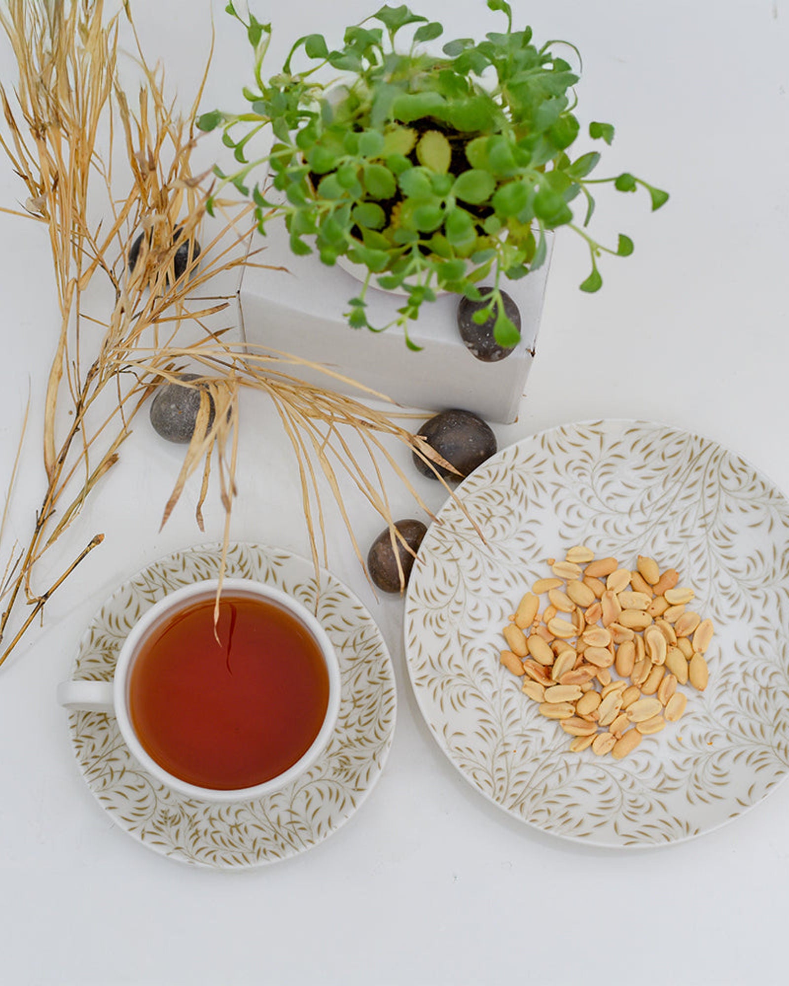Dankotuwa 24-pc Dinner Set with Green Leaves Desert Flower City of UAE