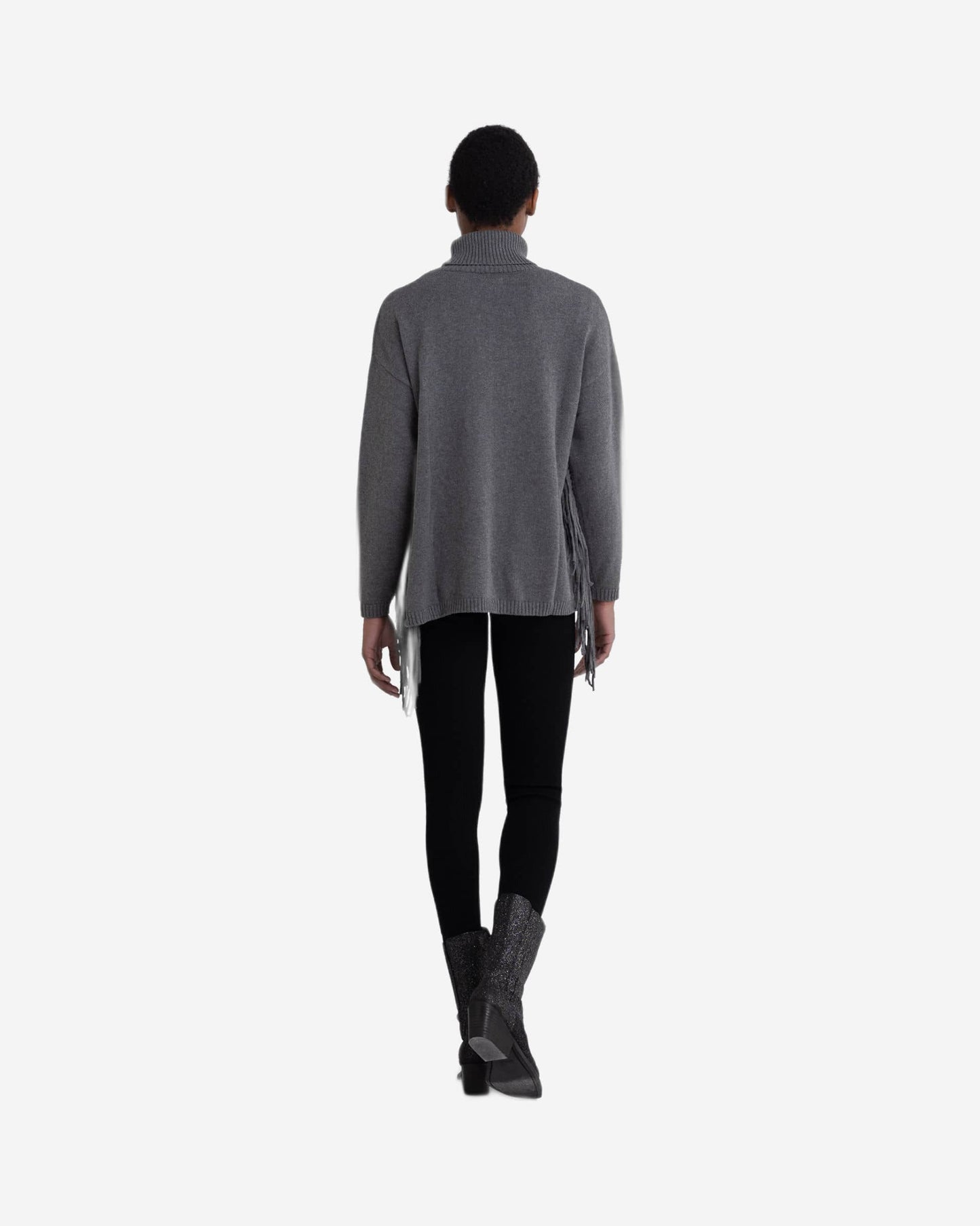Turtleneck Sweater With Fringes