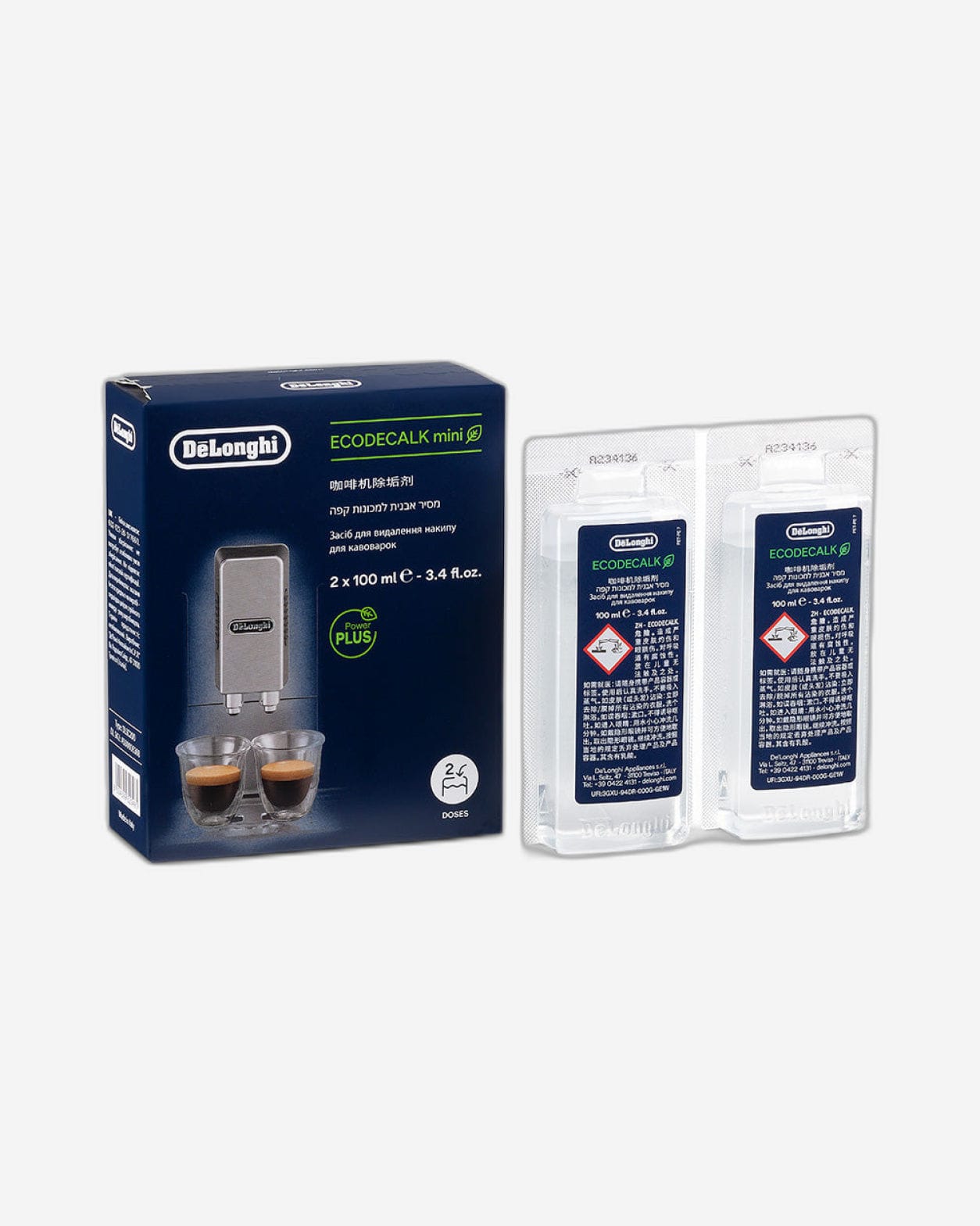 De'Longhi EcoDecalk Coffee Machine Descaler, Pack of 2 – 182972