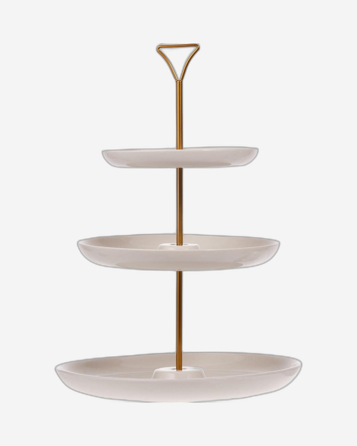 Bone China Shallow 7"/9"/11" 3-Tier Round Plate with Gold Stand – Elegant Serving Set for Appetizers, Desserts, and Snacks