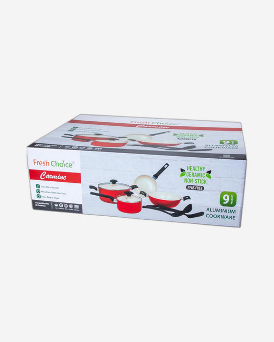 Fresh Choice - CARMINE 9pc PFAS FREE Pressed Aluminum Cookware Set