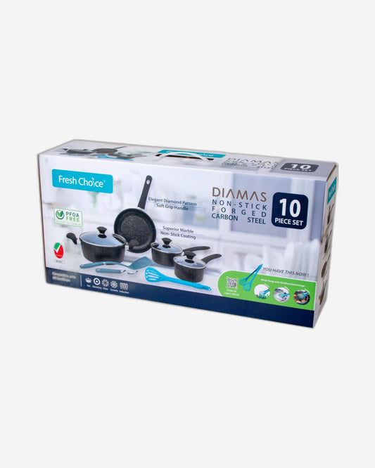 Fresh Choice - DIAMAS 10pc Non Stick Forged Carbon Steel Cookware Set