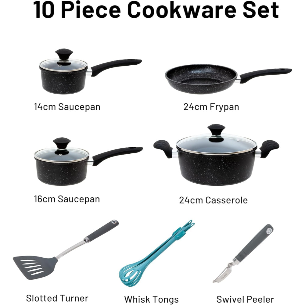Fresh Choice - DIAMAS 10pc Non Stick Forged Carbon Steel Cookware Set