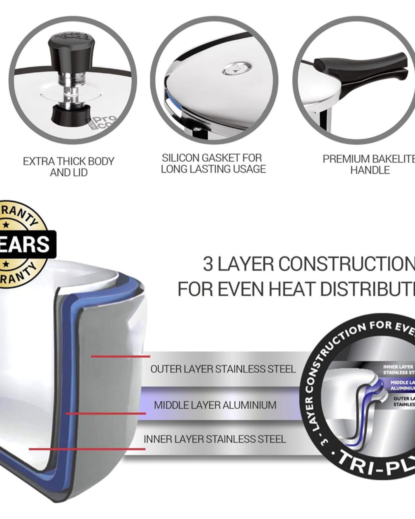 Milton Pro Cook Pressure Cooker 5L Steel