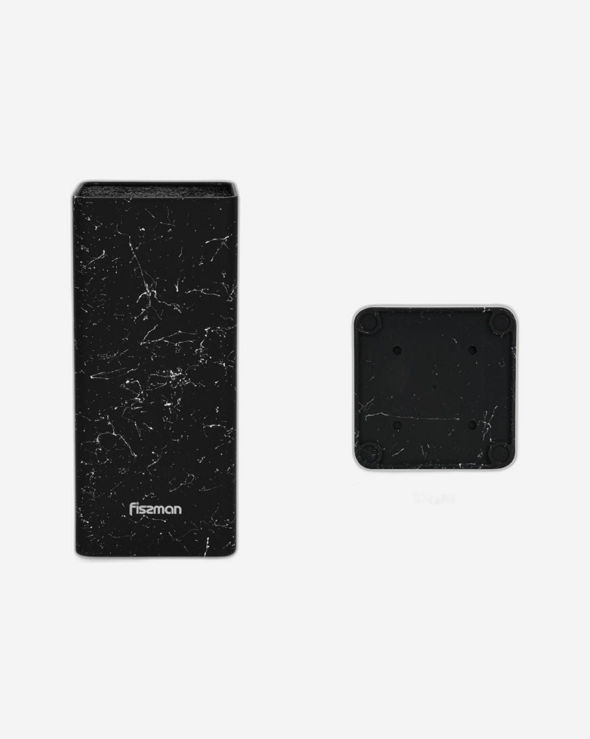 Fissman Kitchen Knife Organizer 10x10x22cm, Square Shaped, Black Marble (Plastic)