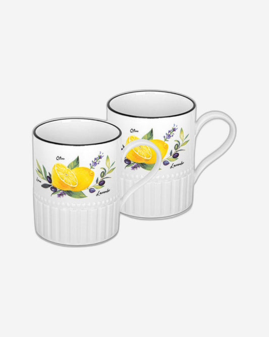 Fissman2-Piece Mugs Lemon Provence Series 400 ml Porcelain