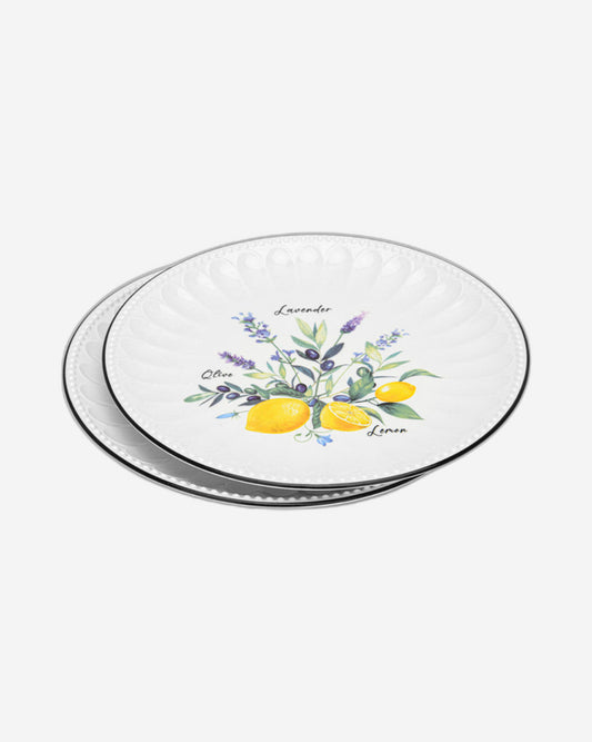 Fissman 2-Piece Plates Lemon Provence Series 26cm Porcelain