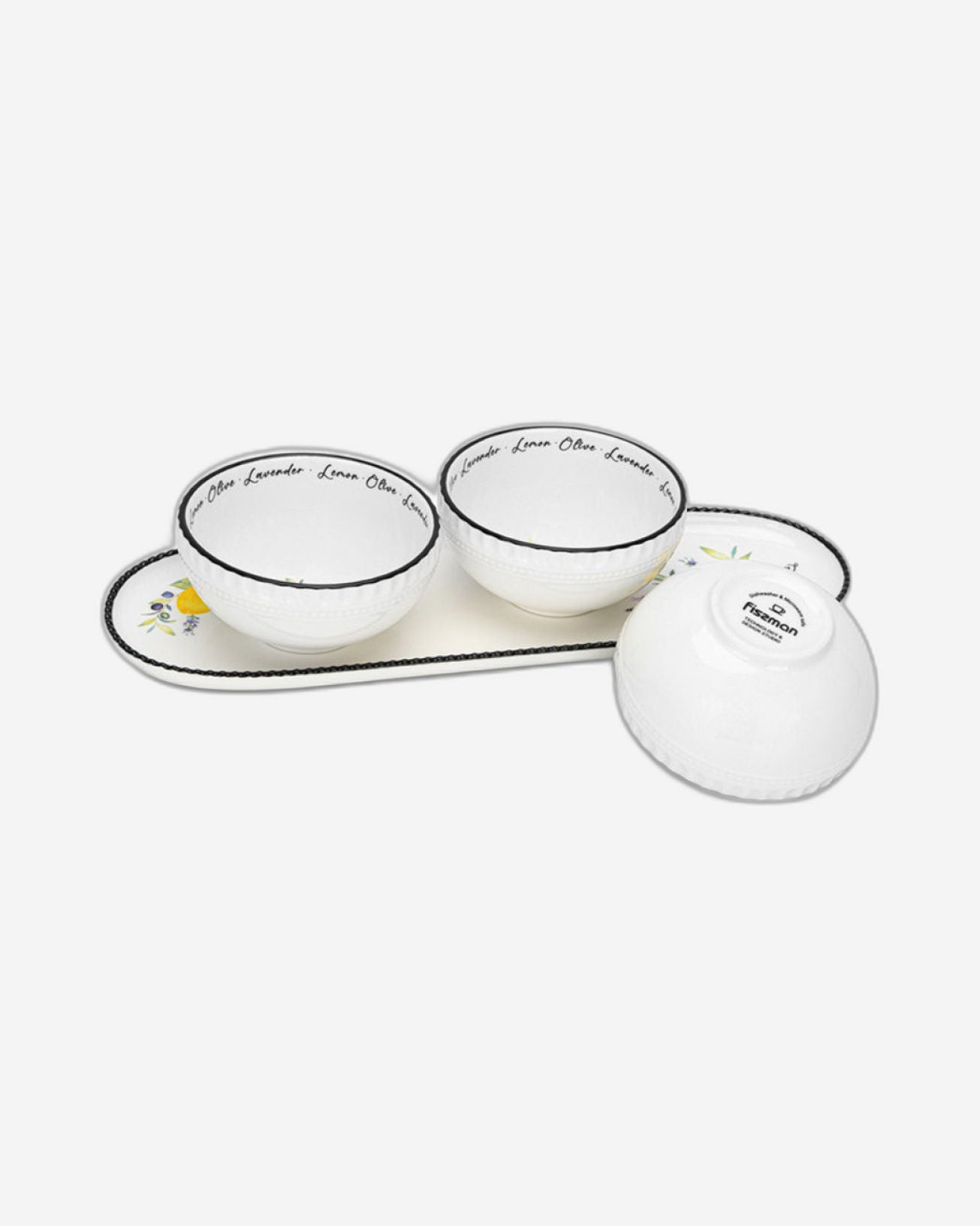 Fissman Set of 3 Gravyboats PROVENCE With A Plate (Porcelain)